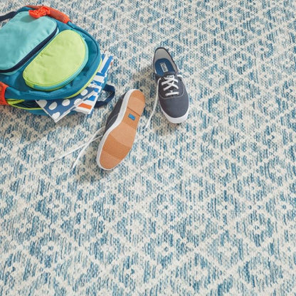 Rug - Machine Washable - Melange Diamond Blue