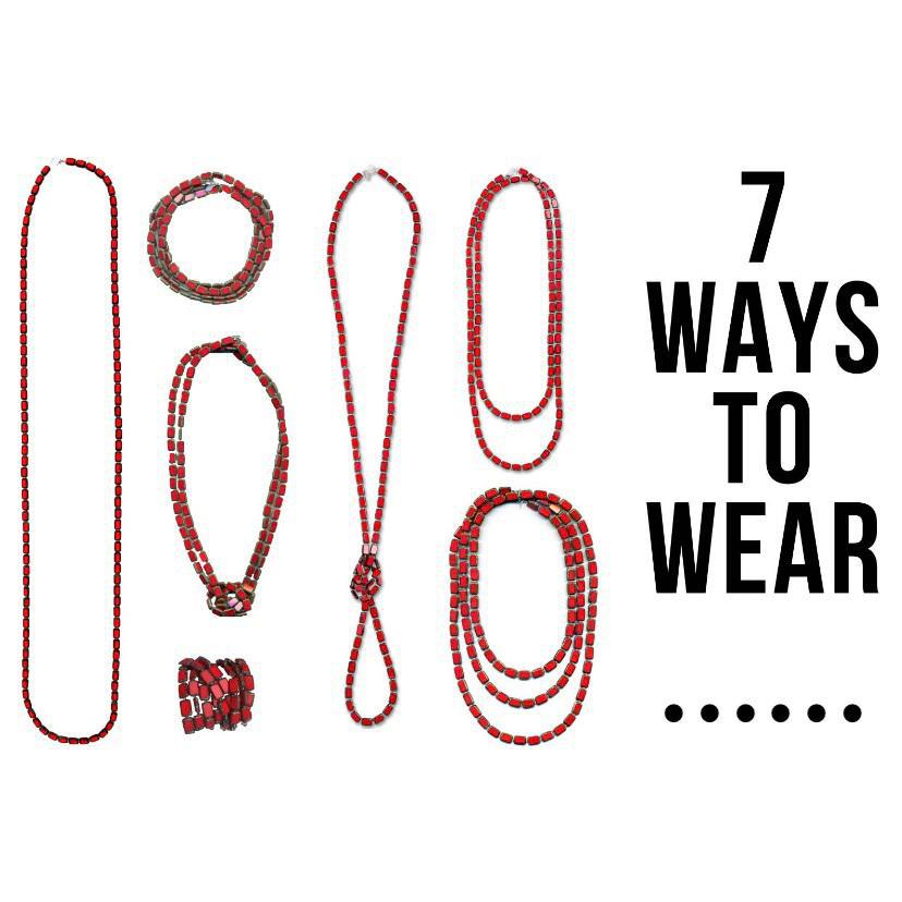 Necklace - 7-Way Furnace Glass Beads - Grays - 60"