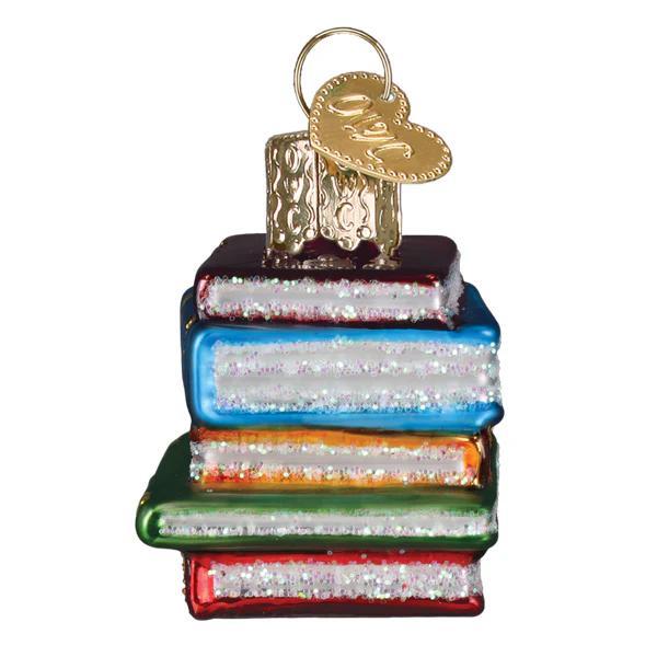 Ornament - Blown Glass - Mini Stack of Books