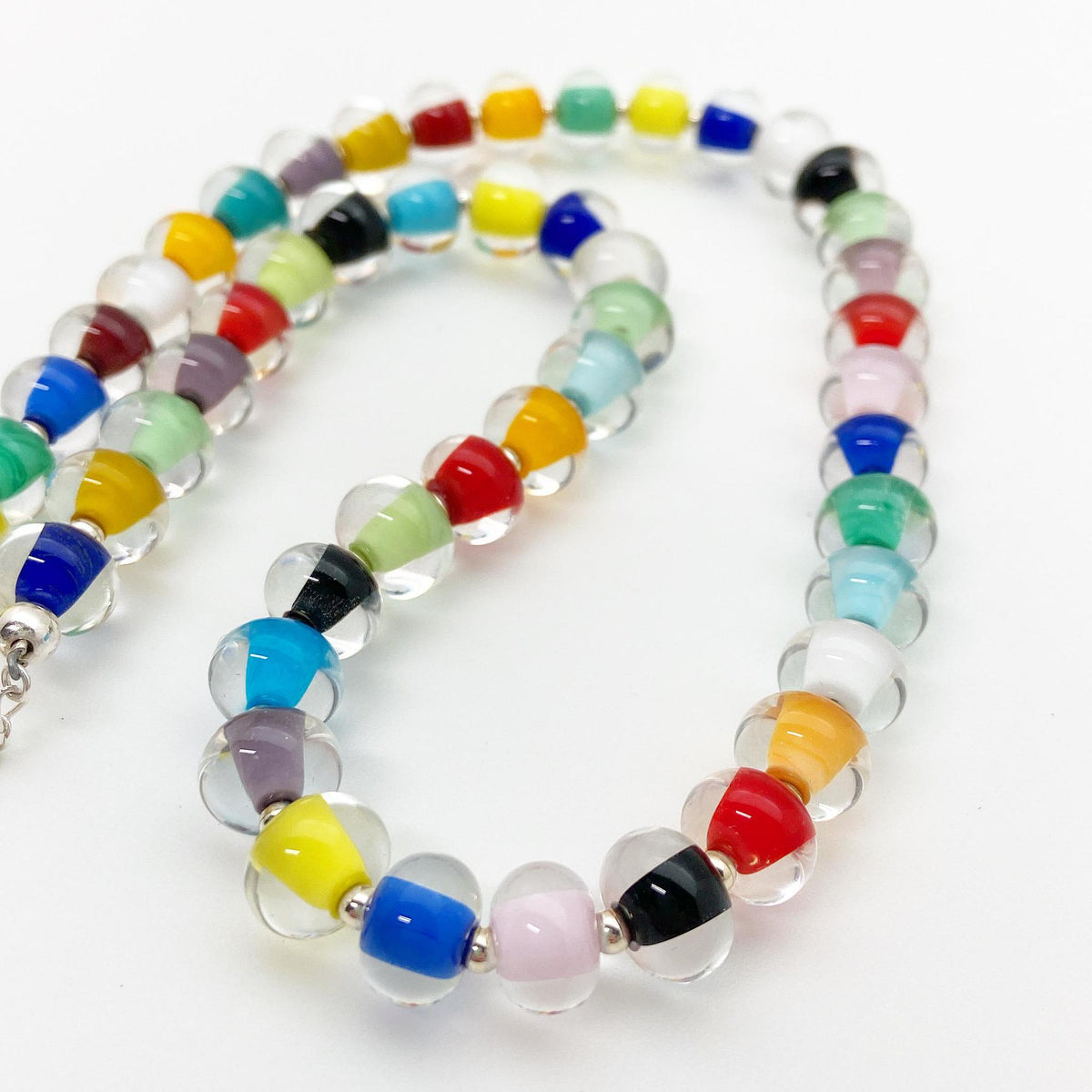 Necklace - Rainbow Glass "Pearl" - 16.5 inch