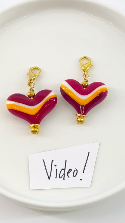 Pendant -  "Chiefs" Landscape Heart - Glass & Goldfill (Video)