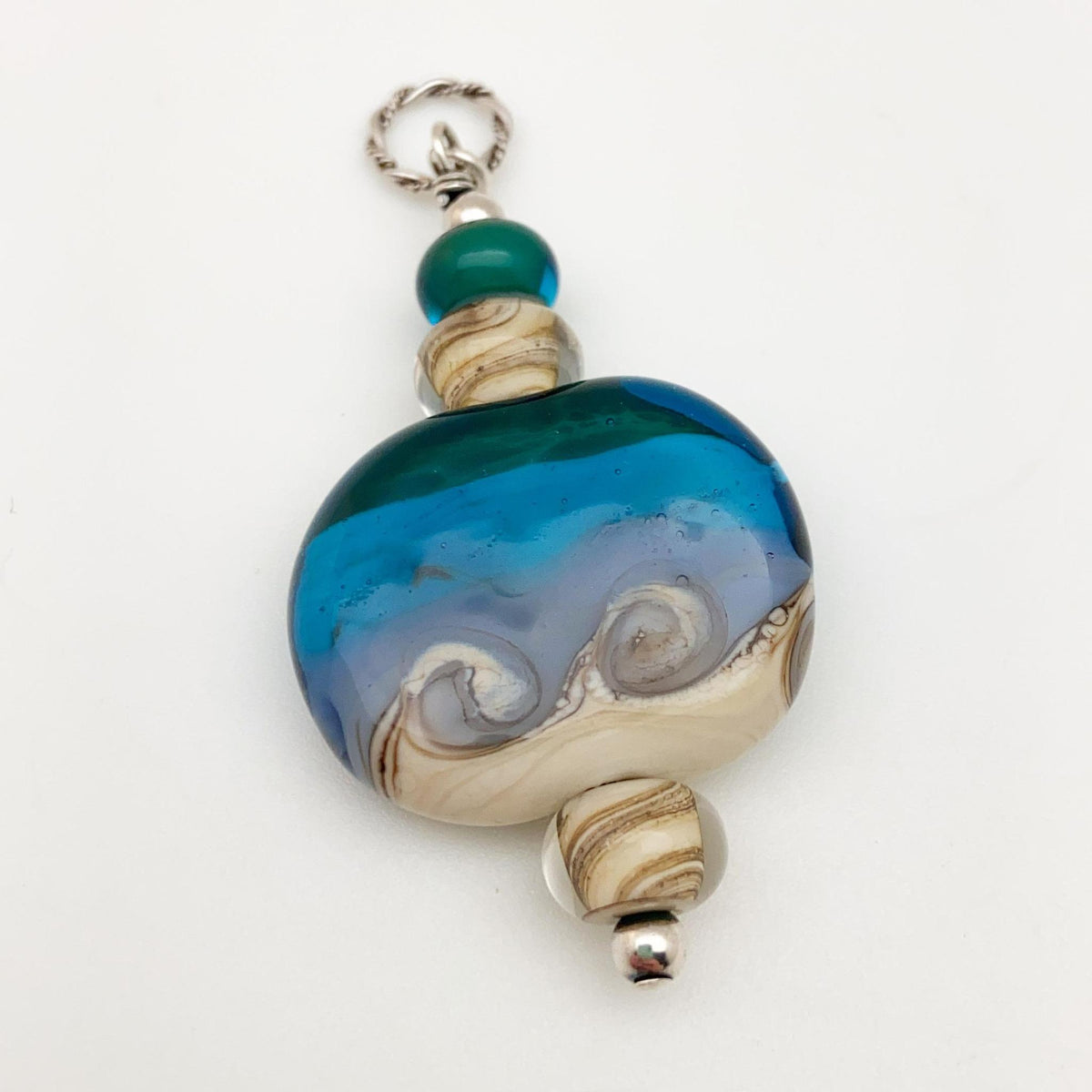 Pendant - Flat and Multicolored - Handmade Glass Beads