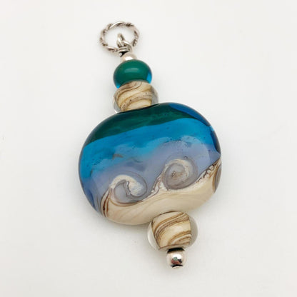 Pendant - Flat and Multicolored - Handmade Glass Beads