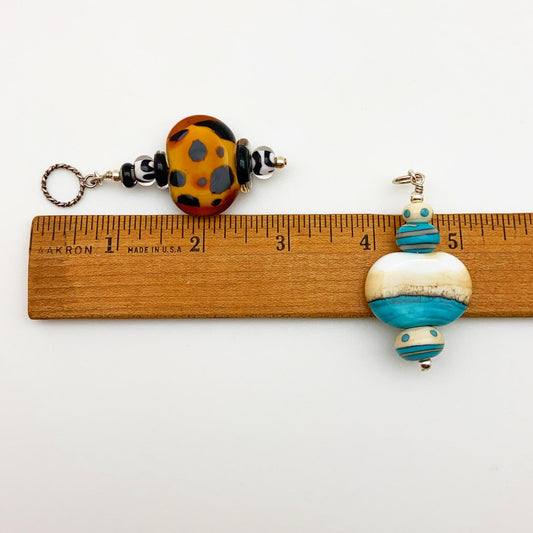Pendant - Flat and Multicolored - Handmade Glass Beads