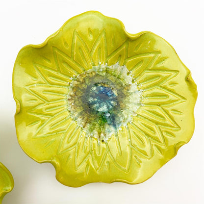 Ceramic Wall Art - "Baby Chrysanthemum" - Green Opal