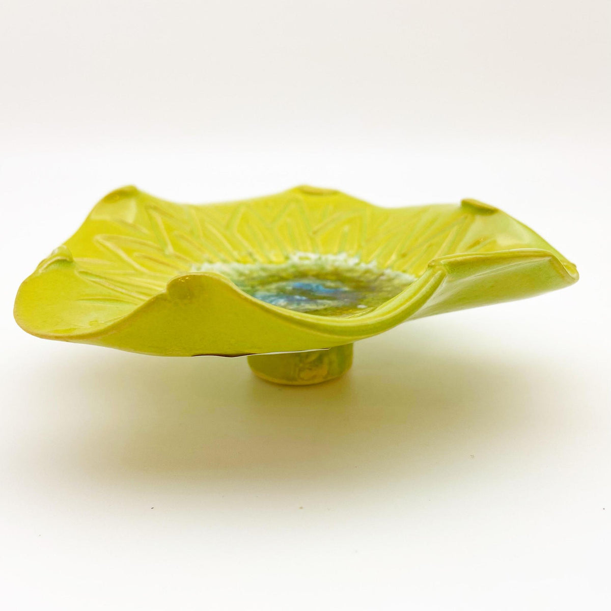 Ceramic Wall Art - "Baby Chrysanthemum" - Green Opal