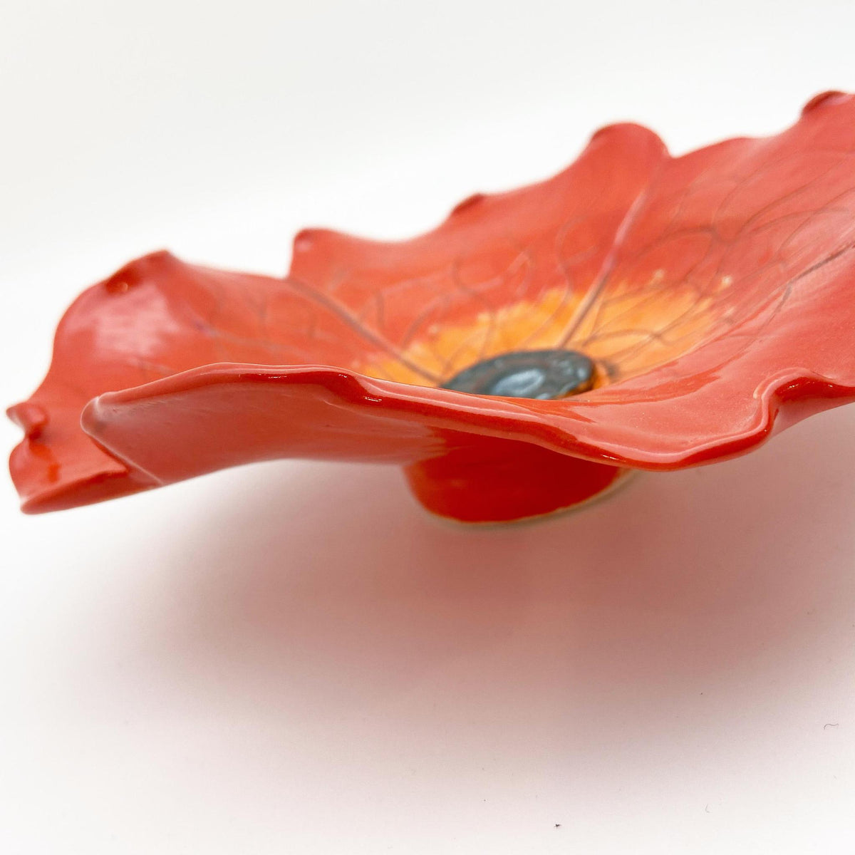 Ceramic Wall Art - Red/Orange Flower - Small