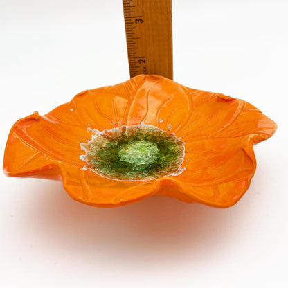 Ceramic Wall Art - "Baby California Poppy" - Orange