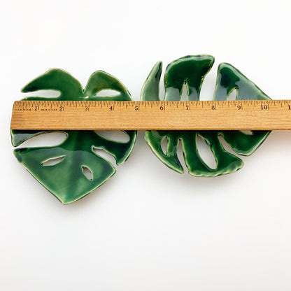 Ceramic Wall Art - "Baby Monstera Leaf" - Green