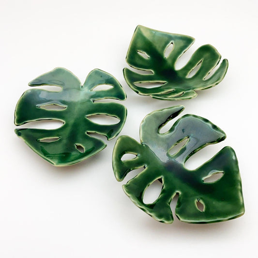 Ceramic Wall Art - "Baby Monstera Leaf" - Green