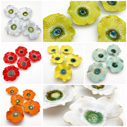 Ceramic Wall Art - "Baby Chrysanthemum" - Green Opal