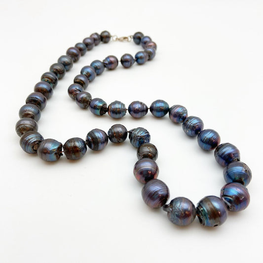 Necklace - Handknotted Dark Pearl - 29"