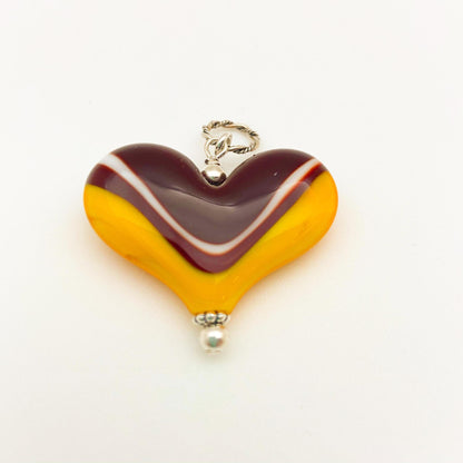 Pendant - Glass "KC Chiefs" Color Heart - Large