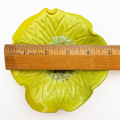 Ceramic Wall Art - "Baby Chrysanthemum" - Green Opal