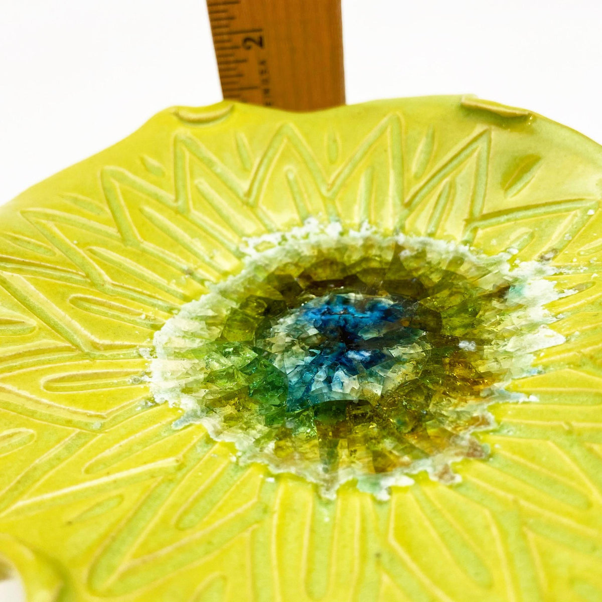 Ceramic Wall Art - "Baby Chrysanthemum" - Green Opal