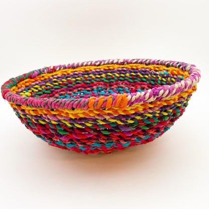 Classic Bowl Basket - Woven Chindi on Steel Frame