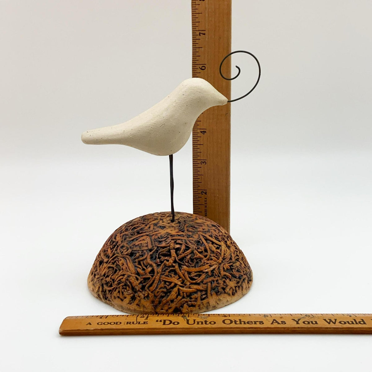 Sculpture - Inverted Nest with Birds - Ceramic with Metal